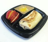 Kids sample plate with a side of fruit from Poquito Mas