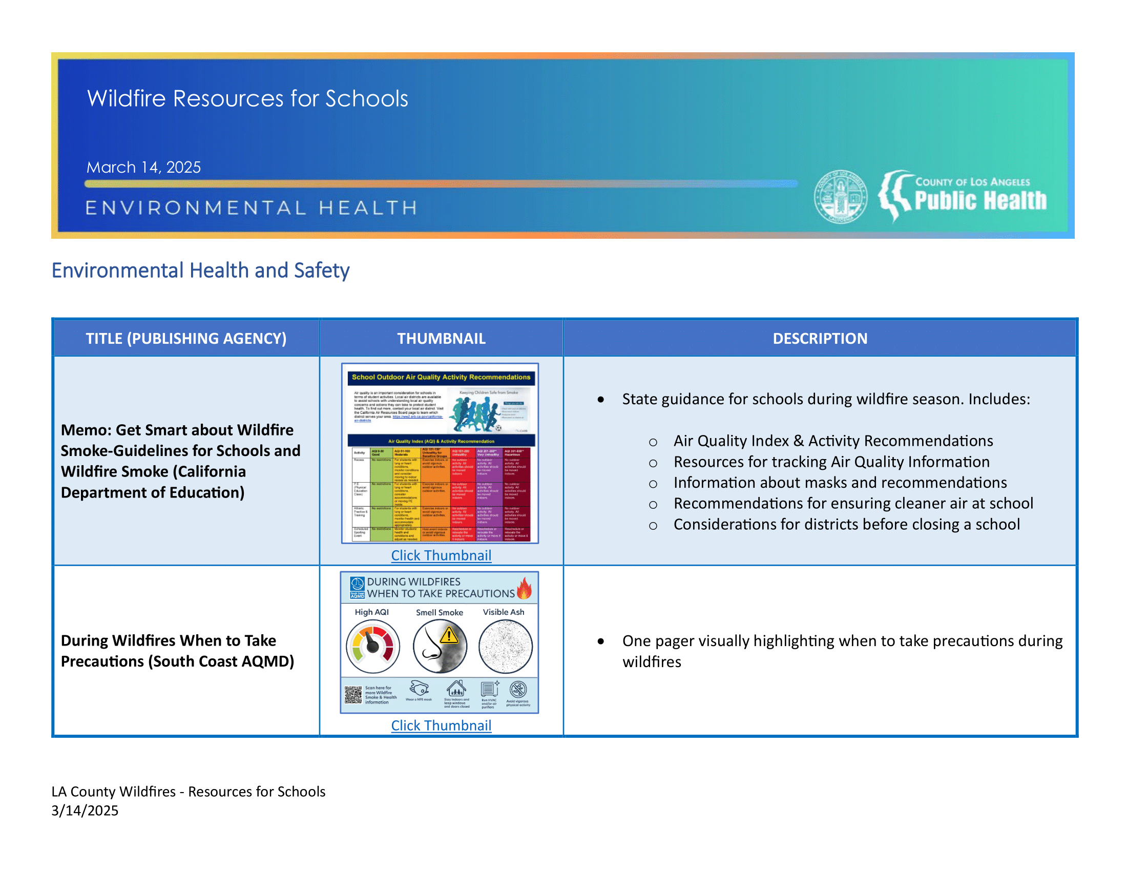 LA County Schools/Wildfire Telebriefing Flyer