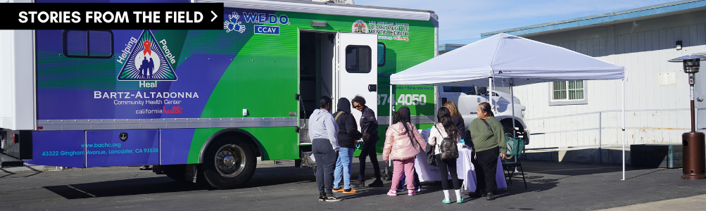 Several residents accessing services from the Bartz-Altadonna mobile unit