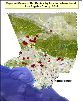 2014 Los Angeles County rabies map
