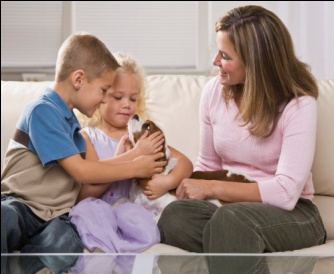 Family with puppy